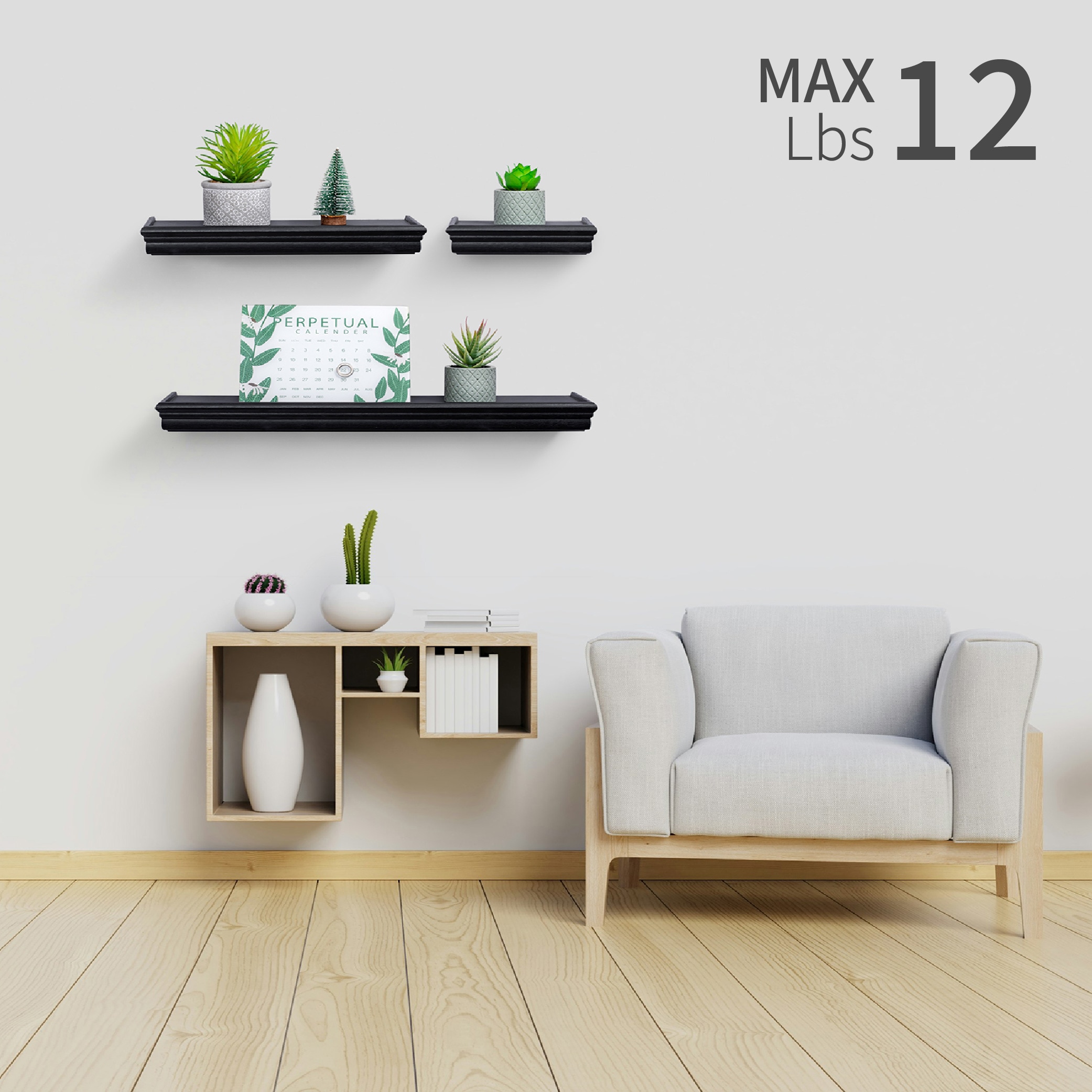 Floating Shelves 17.9" Wall Mounted Wood Shelves For Bathroom, Bedroom, Living Room, Kitchen, Hanging Shelf For Books/Storage/Decor With Invisible Brackets, Brown_maomaolike.com